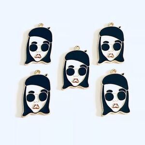 5pcs #13773 Beads for Jewelry Making Enamel Woman Charms